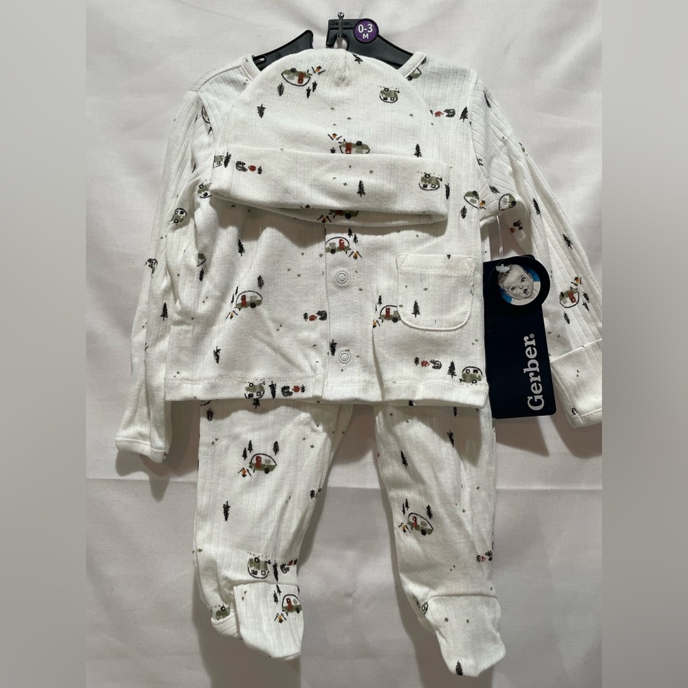 Gerber Kids Pajama Set - White with Animal and Tree Print